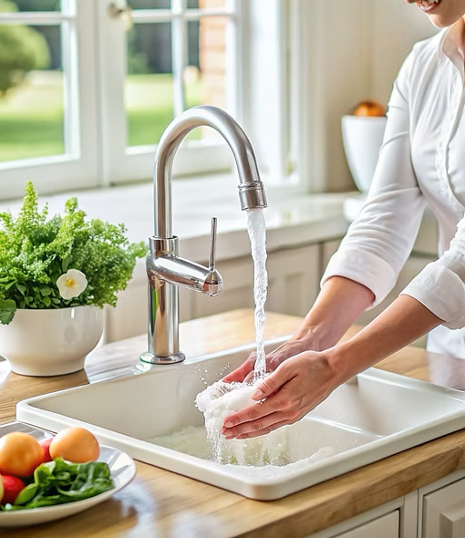 Woman washing hands